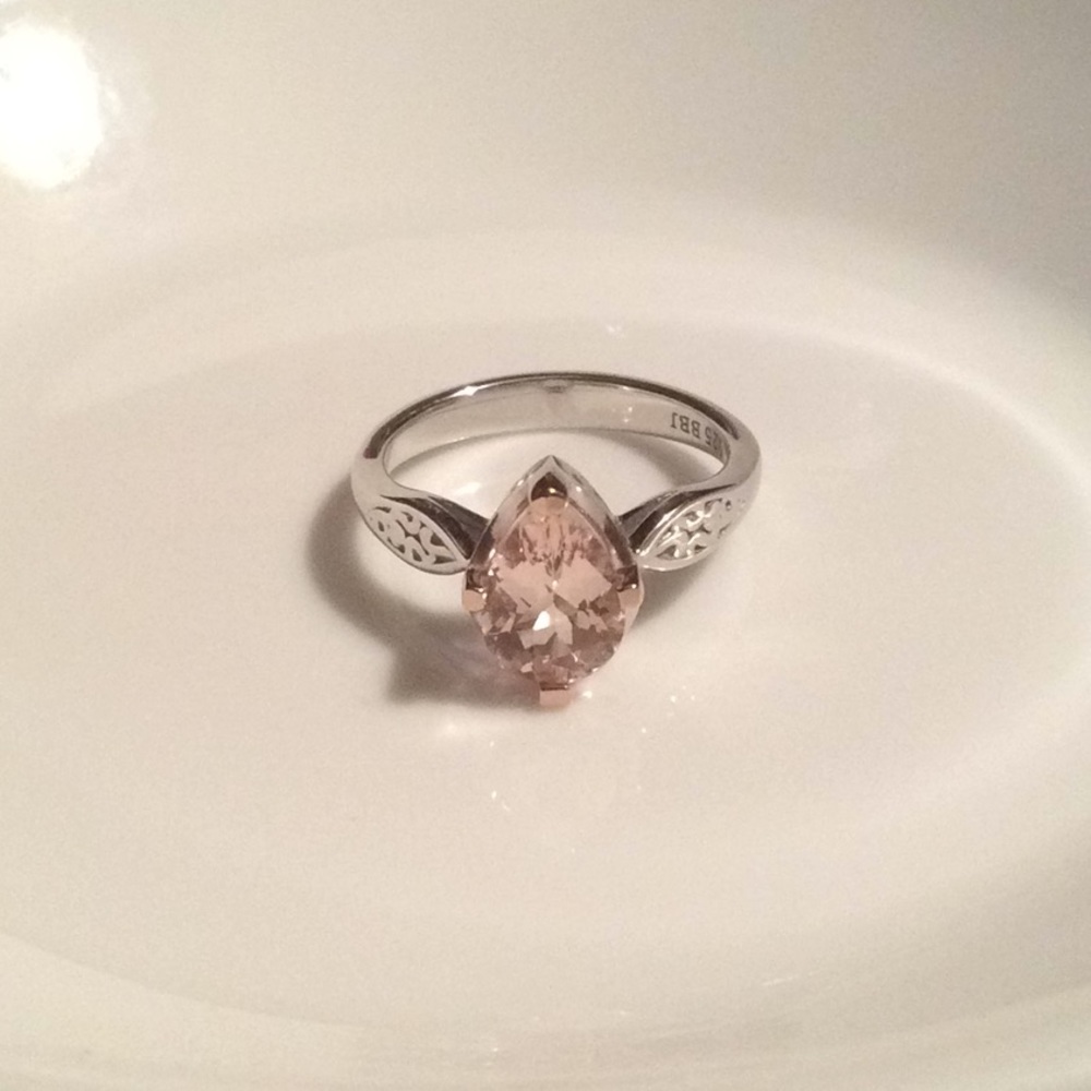 Morganite Rose Gold Platinum Sterling Silver Ring
